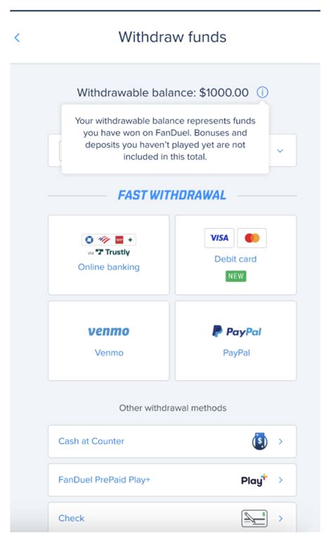 Withdrawing with FanDuel.